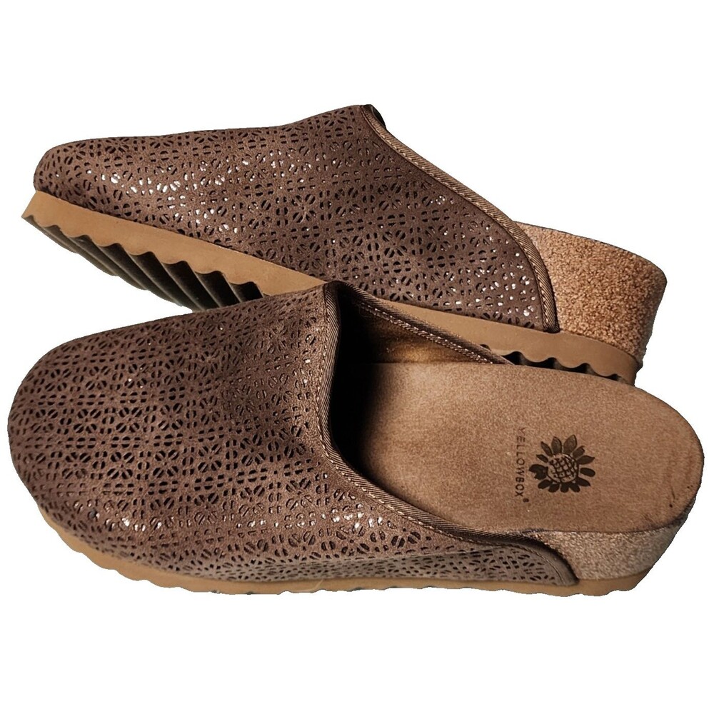 Yellowbox Madwell Laser Cut Clogs Size 10 Brown Comfort - Picture 4 of 7